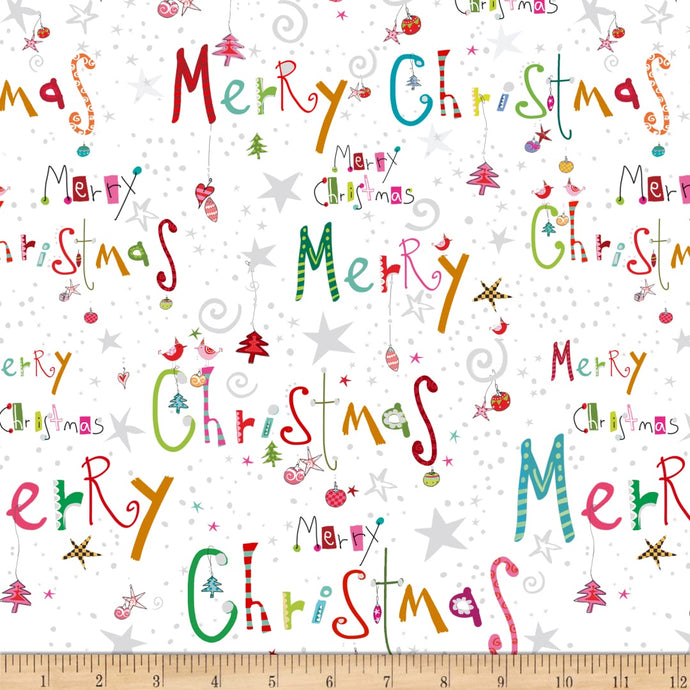 Quilting Treasures (27258Z-150) Merry Christmas-White