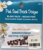Pink Sand Beach Designs - (#412) crystals - Indian Pink