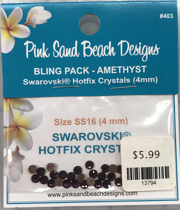 Pink Sand Beach Designs - (#403) Swarovski Hotfix Crystals - amethyst
