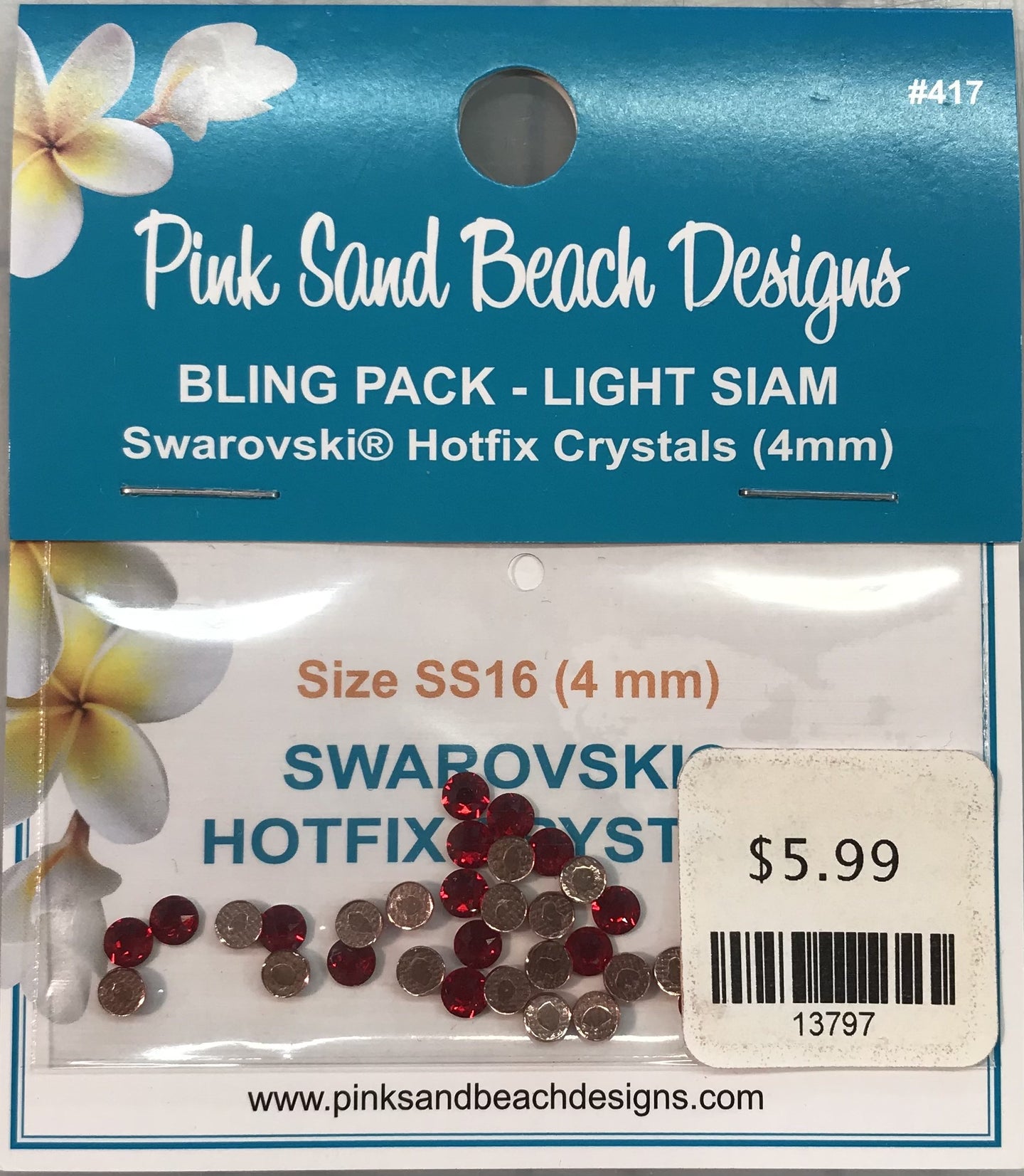 Pink Sand Beah Designs - #(417) crystals - light Siam