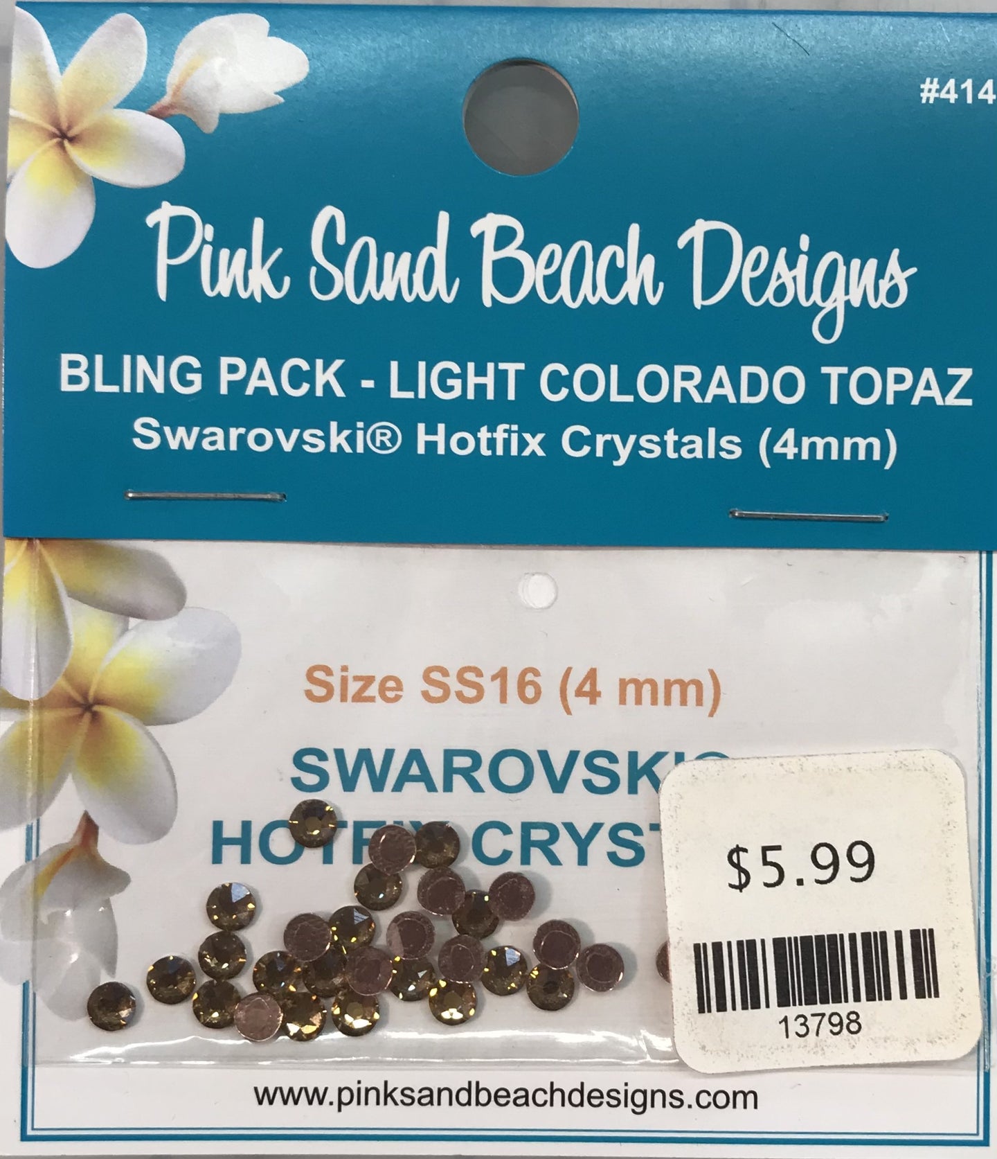 Pink Sand Beach Designs - (#414) crystals - light Colorado topaz