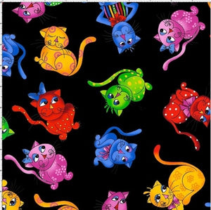 LoralieDesigns(691-792)Black Tossed Cool Cats